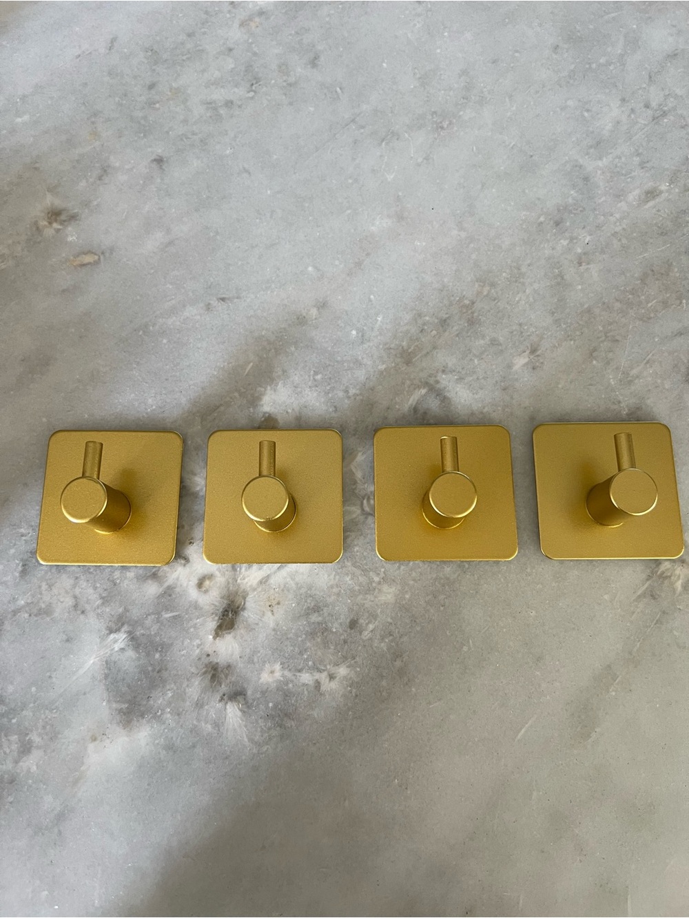 Modern Matte Gold Waterproof Adhesive Square Wall Hooks - Set of 4